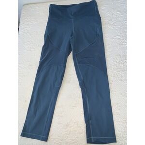 Lululemon Hot Pursuit High Rise Crop Leggings Petrol Blue 21in Yoga Pants Size 4